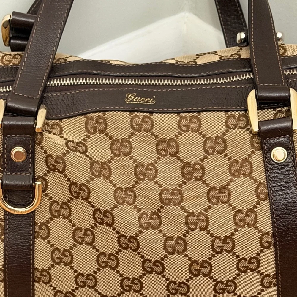 Gucci Vintage Brown Monogram Canvas Shoulder Bag and Dust Bag - Picture 5 of 16
